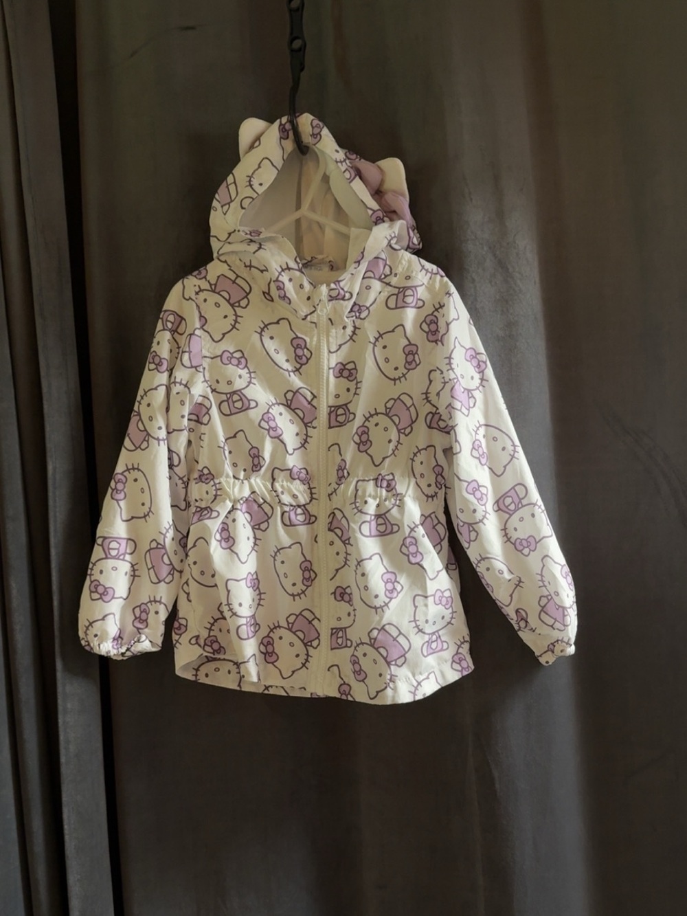Hello Kitty Hooded Jacket - White with Light Purple Print